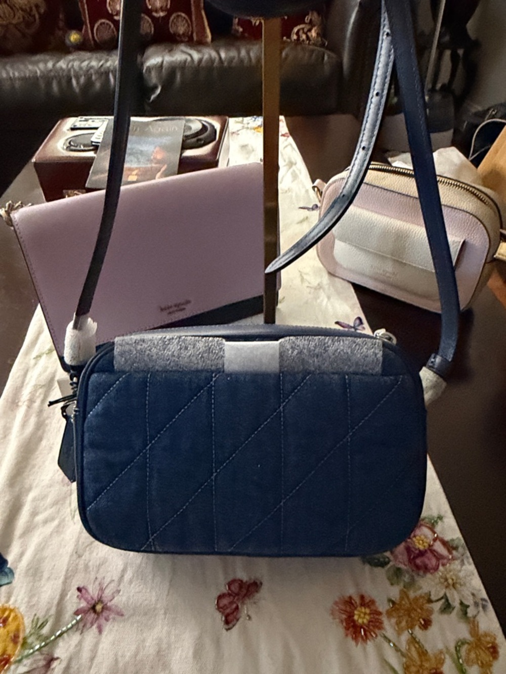 Coach Quilted Denim Mini Jamie Camera Crossbody Bag - Blue. NWT - Picture 2 of 3